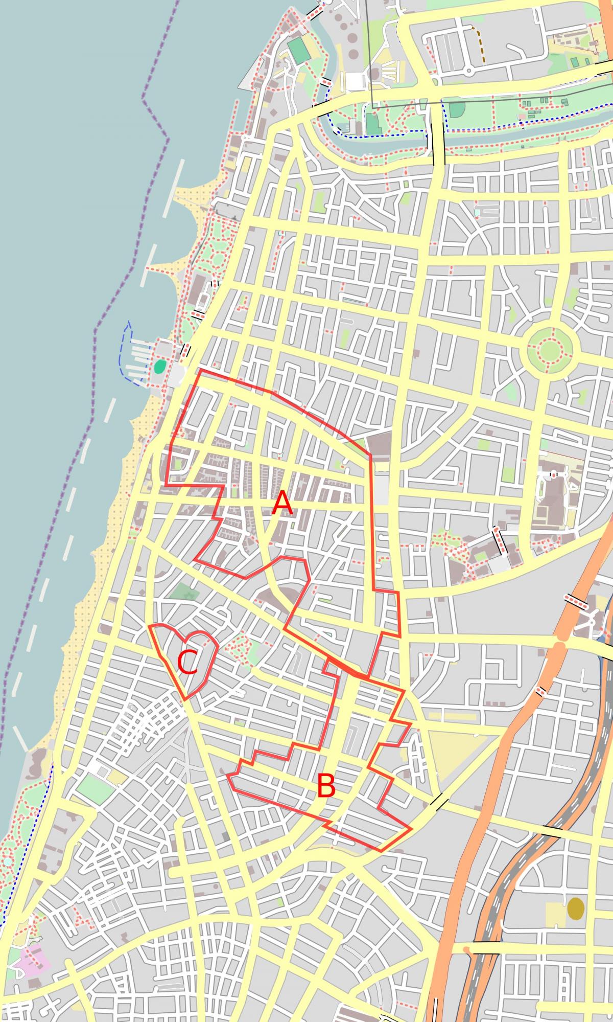 žemėlapis balta mieste Tel Avivas
