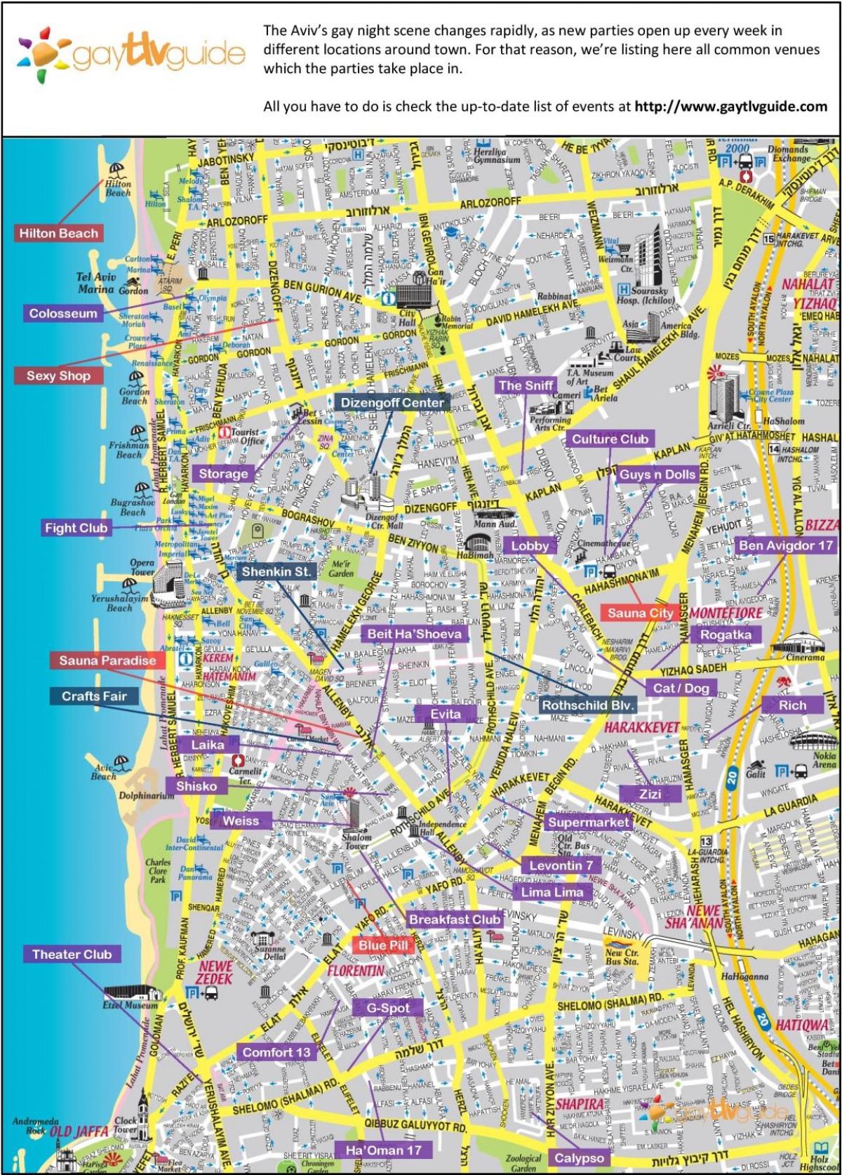 žemėlapis gėjų Tel Avivas