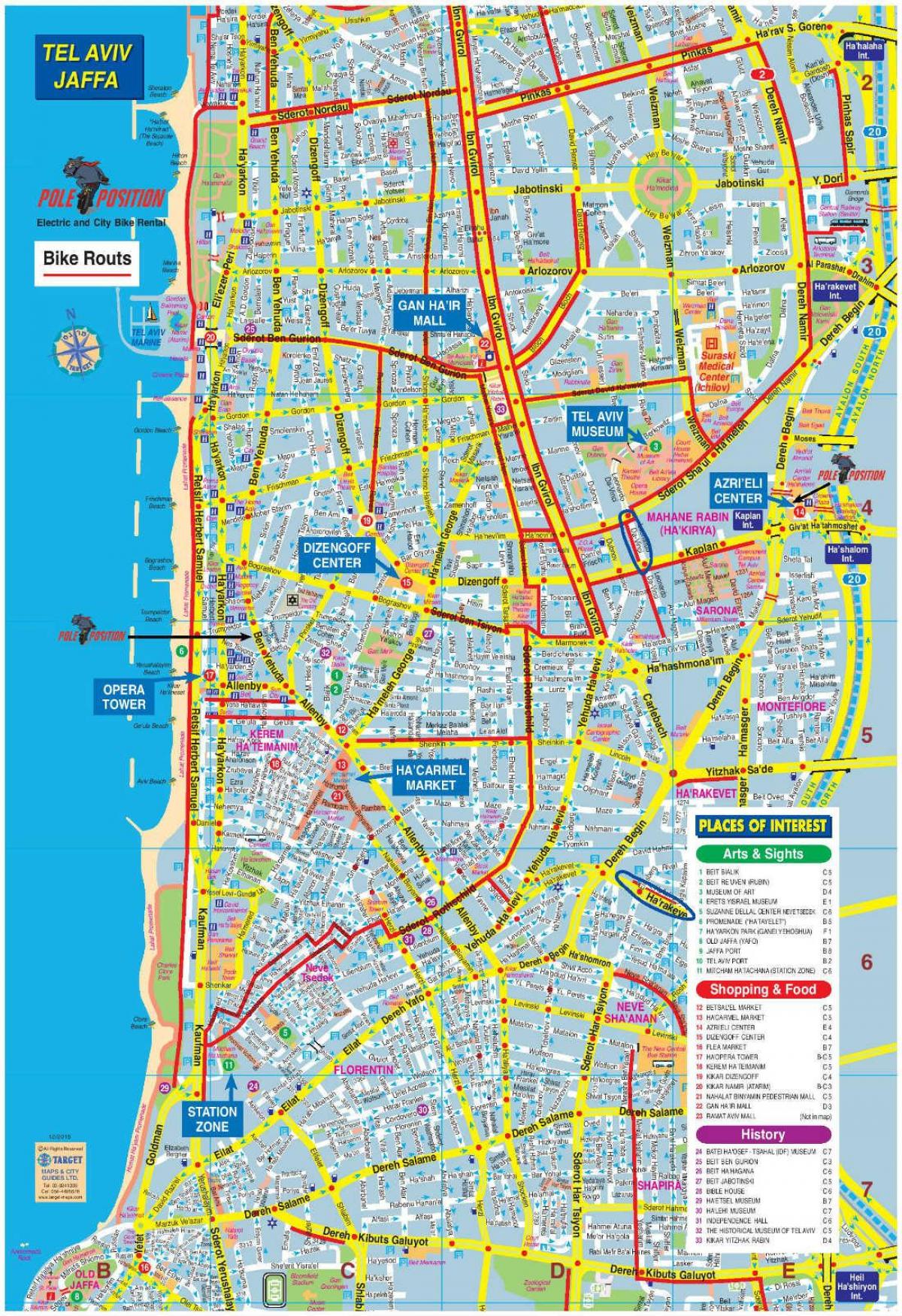 žemėlapis Tel Avivo dviratį