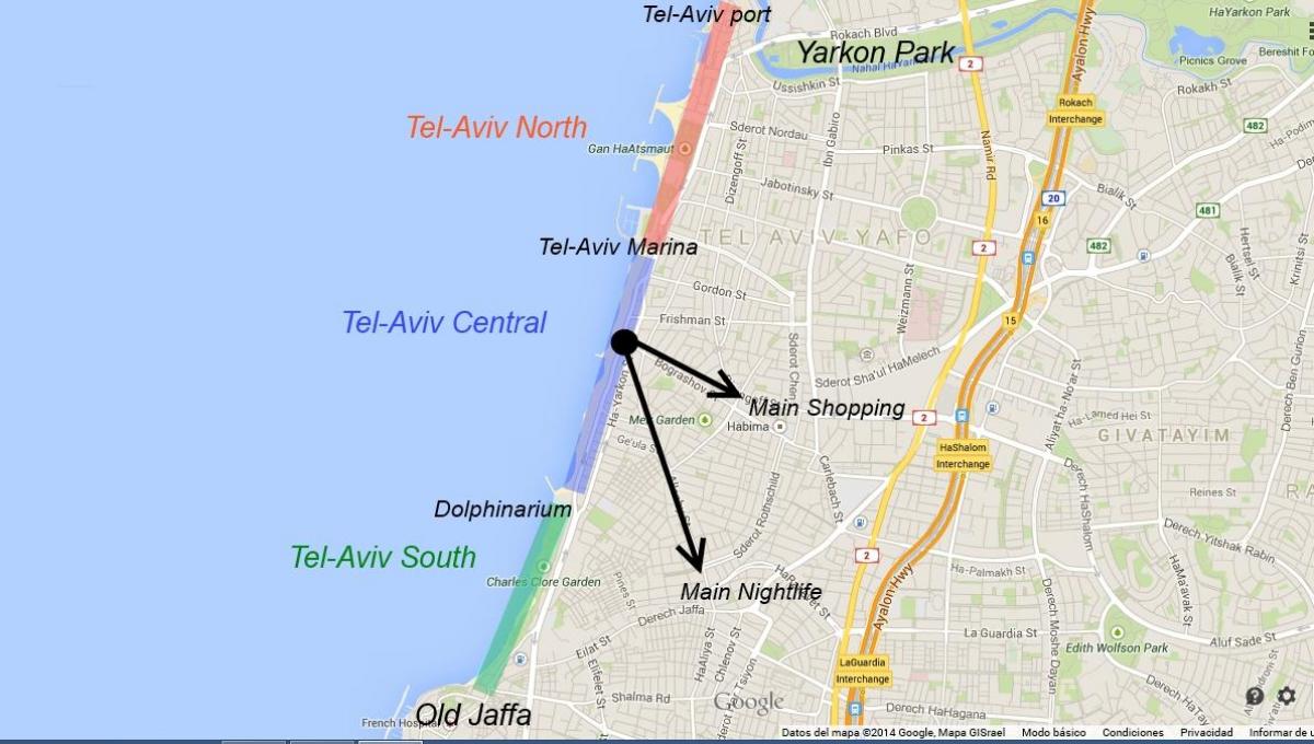 žemėlapis Tel Avivo naktinio gyvenimo
