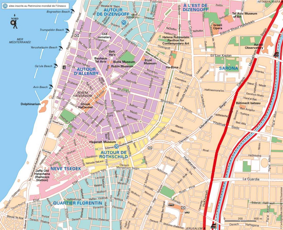 žemėlapis Tel Avivo automobilių stovėjimo aikštelė