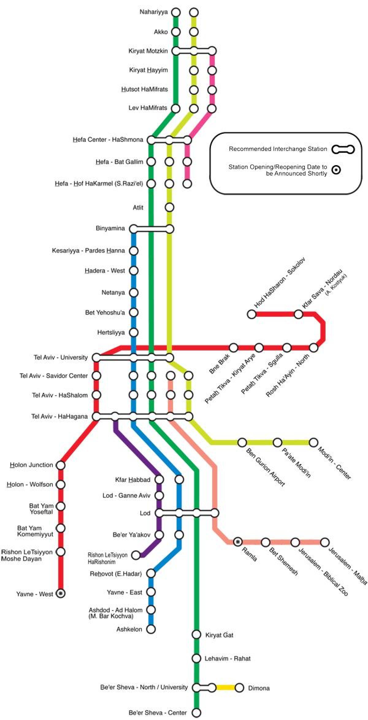 Tel Avivo geležinkelio stočių žemėlapis