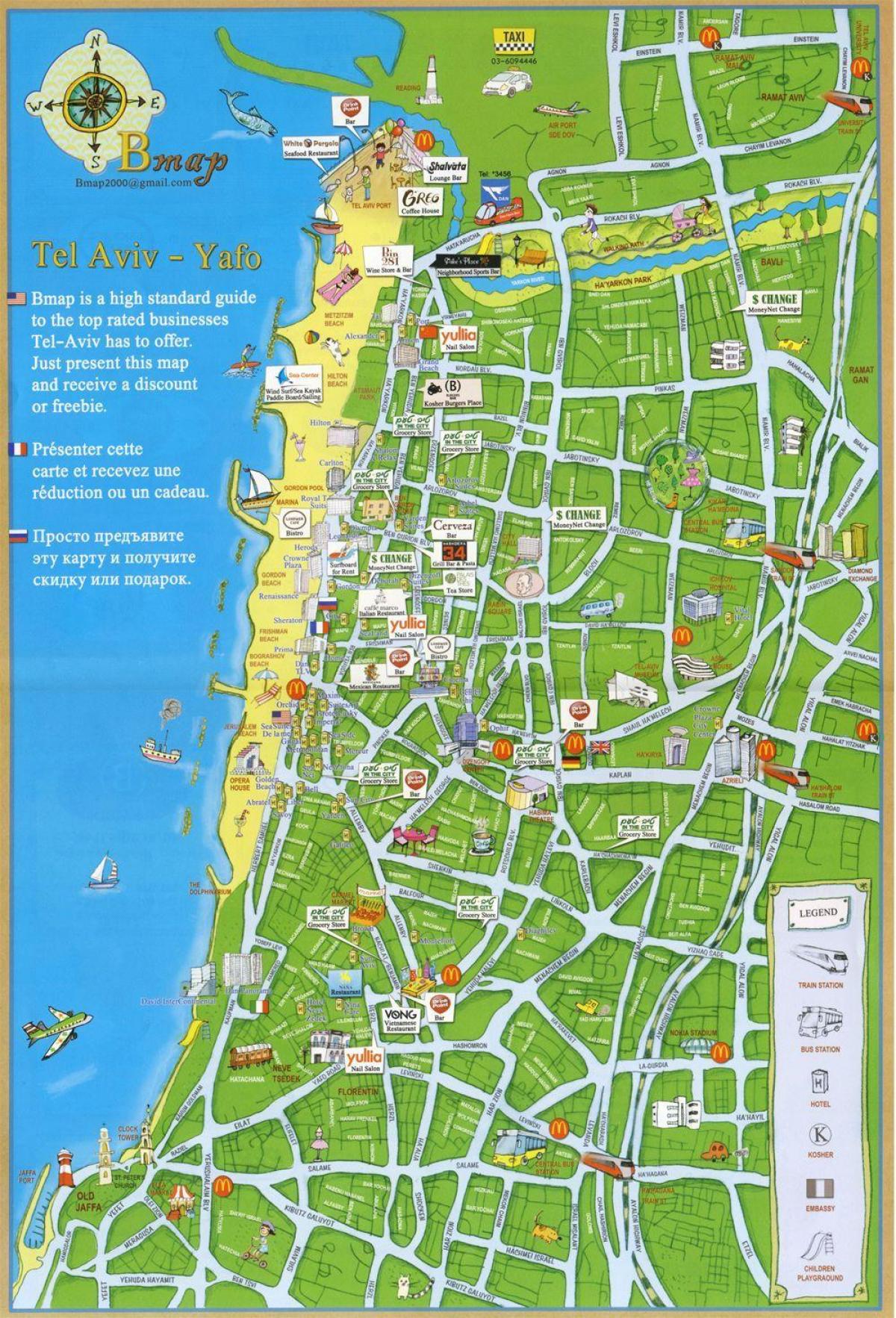 Tel Avivo lankytinų vietų žemėlapis