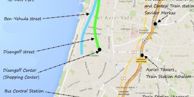 Žemėlapis Tel Avivo viešasis transportas